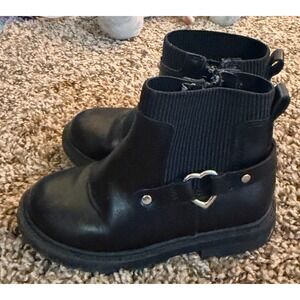 Old Navy Black Faux-Leather Side Zip Moto Toddler Boots 8